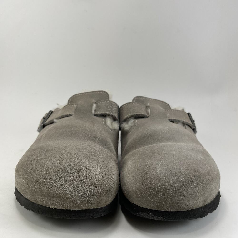 Birkenstock Taupe Suede Shearling Clog Mule - Picture 2 of 10